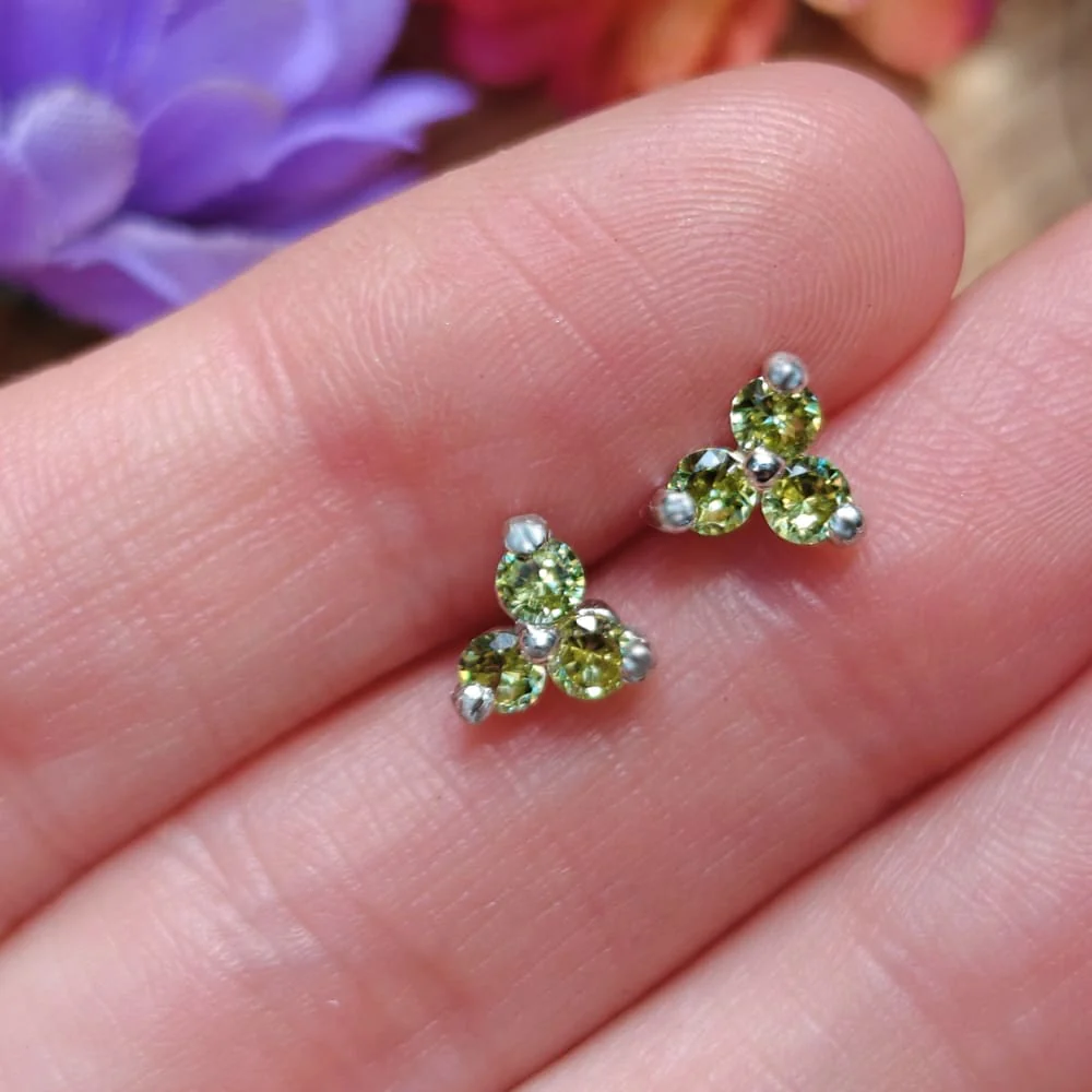 Tri-Cluster Peridot Earrings - Image 6