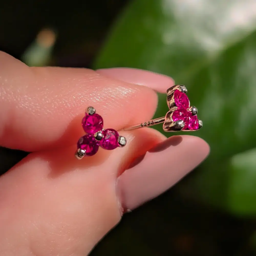 Tri-Cluster Ruby Stud Earrings - Image 9