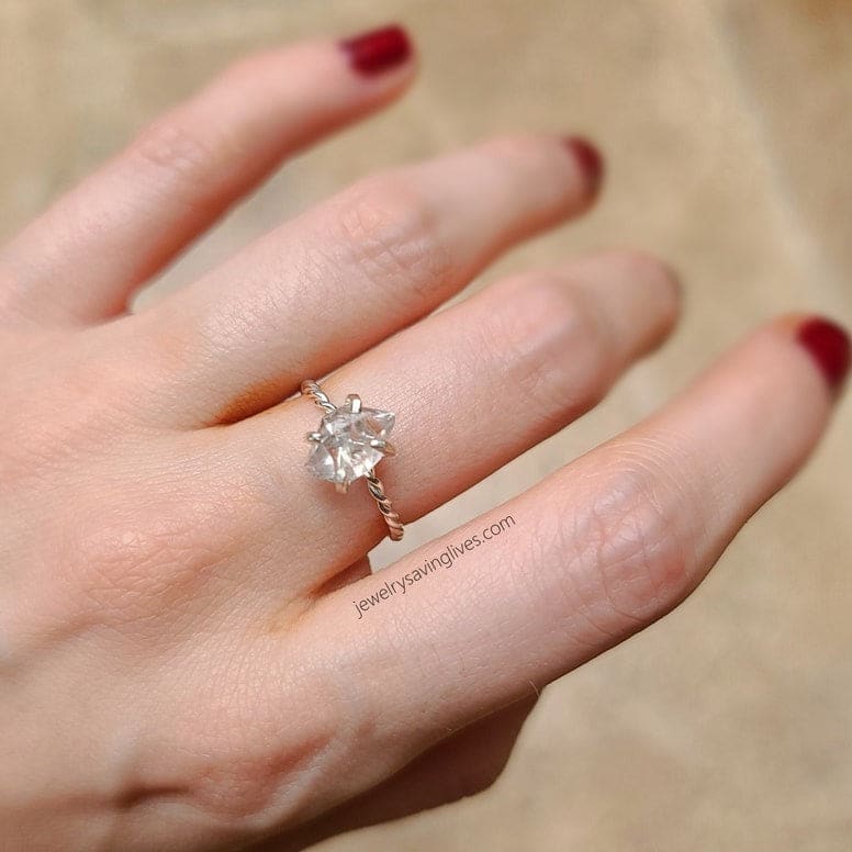 Twisted Herkimer Diamond Ring - Image 6