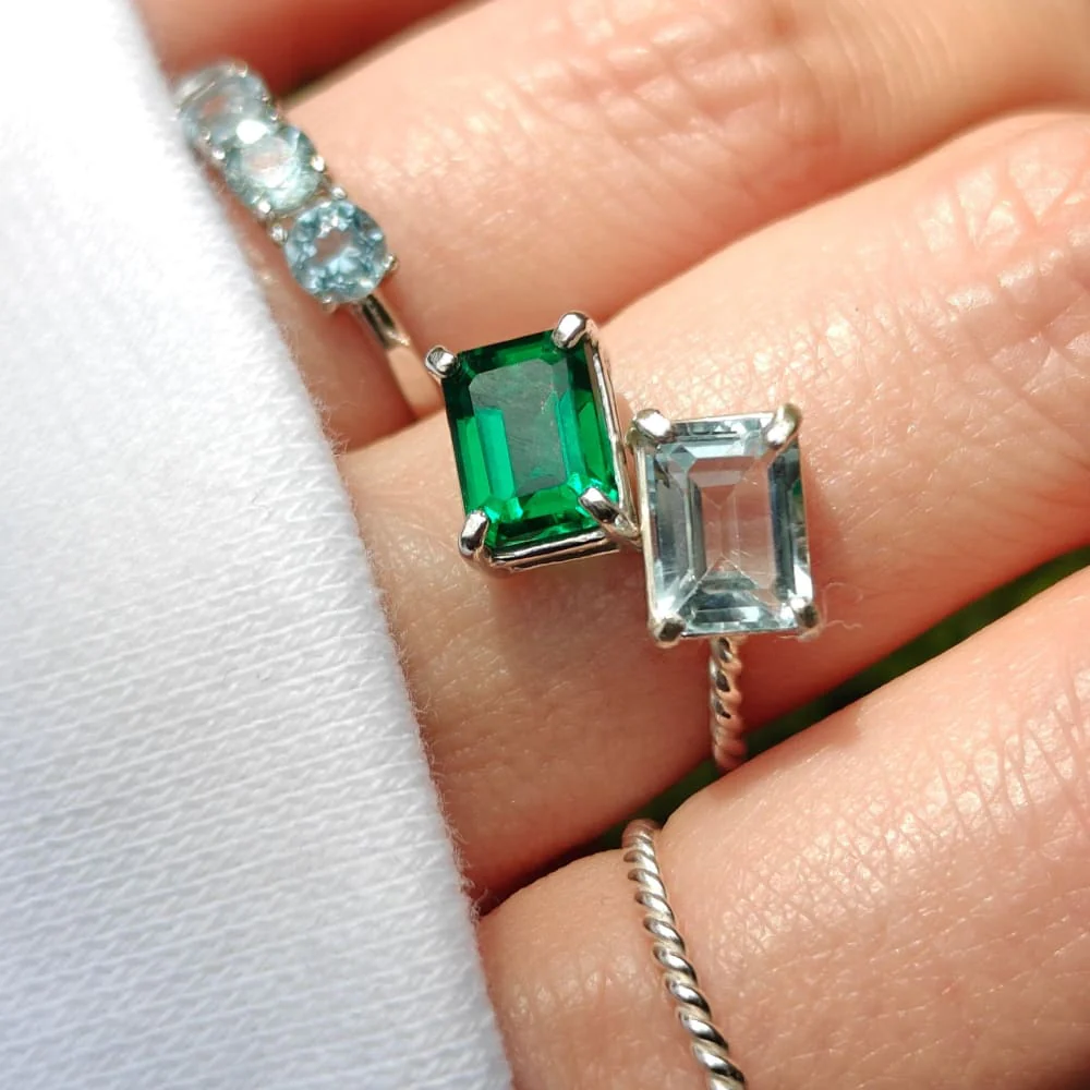 The Aurora - Custom Emerald Cut & Emerald Cut Ring - Image 5