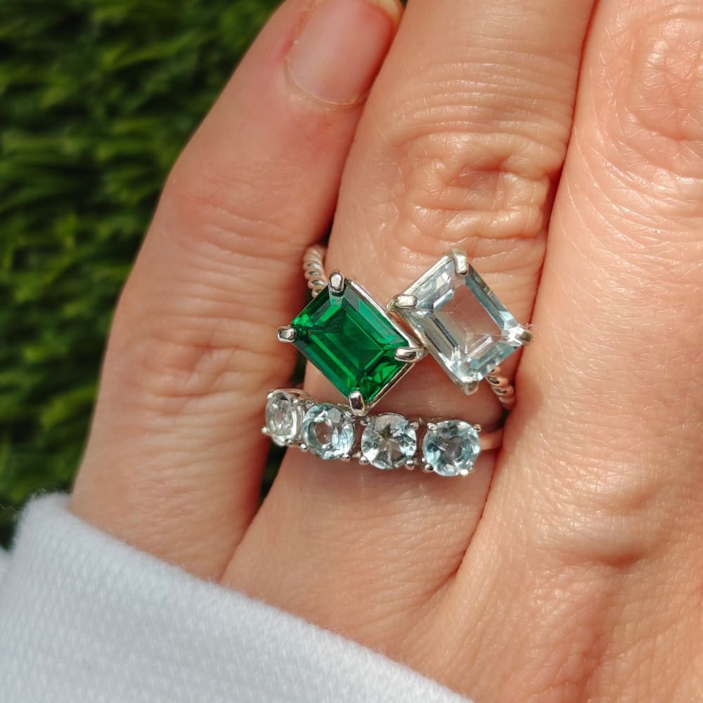 The Aurora - Custom Emerald Cut & Emerald Cut Ring - Image 6