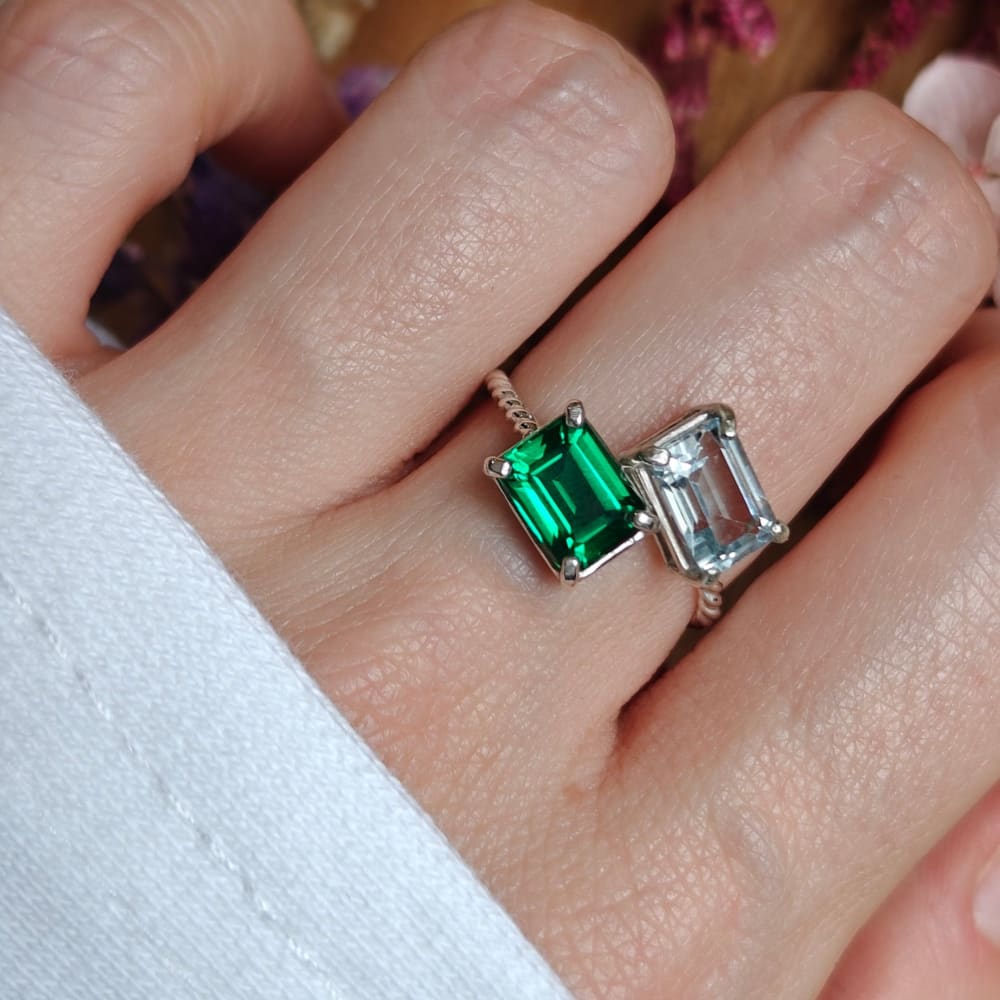 The Aurora - Custom Emerald Cut & Emerald Cut Ring - Image 7