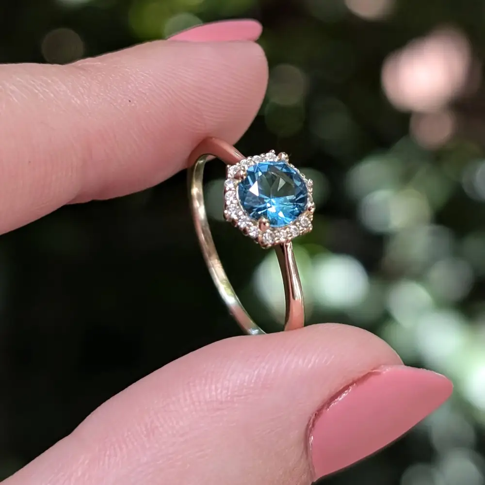 Vintage Hexagon Ring - London Blue Topaz - Image 4