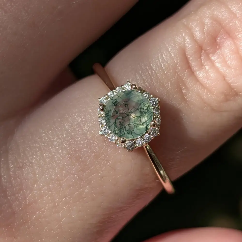 Vintage Hexagon Ring - Moss Agate - Image 4