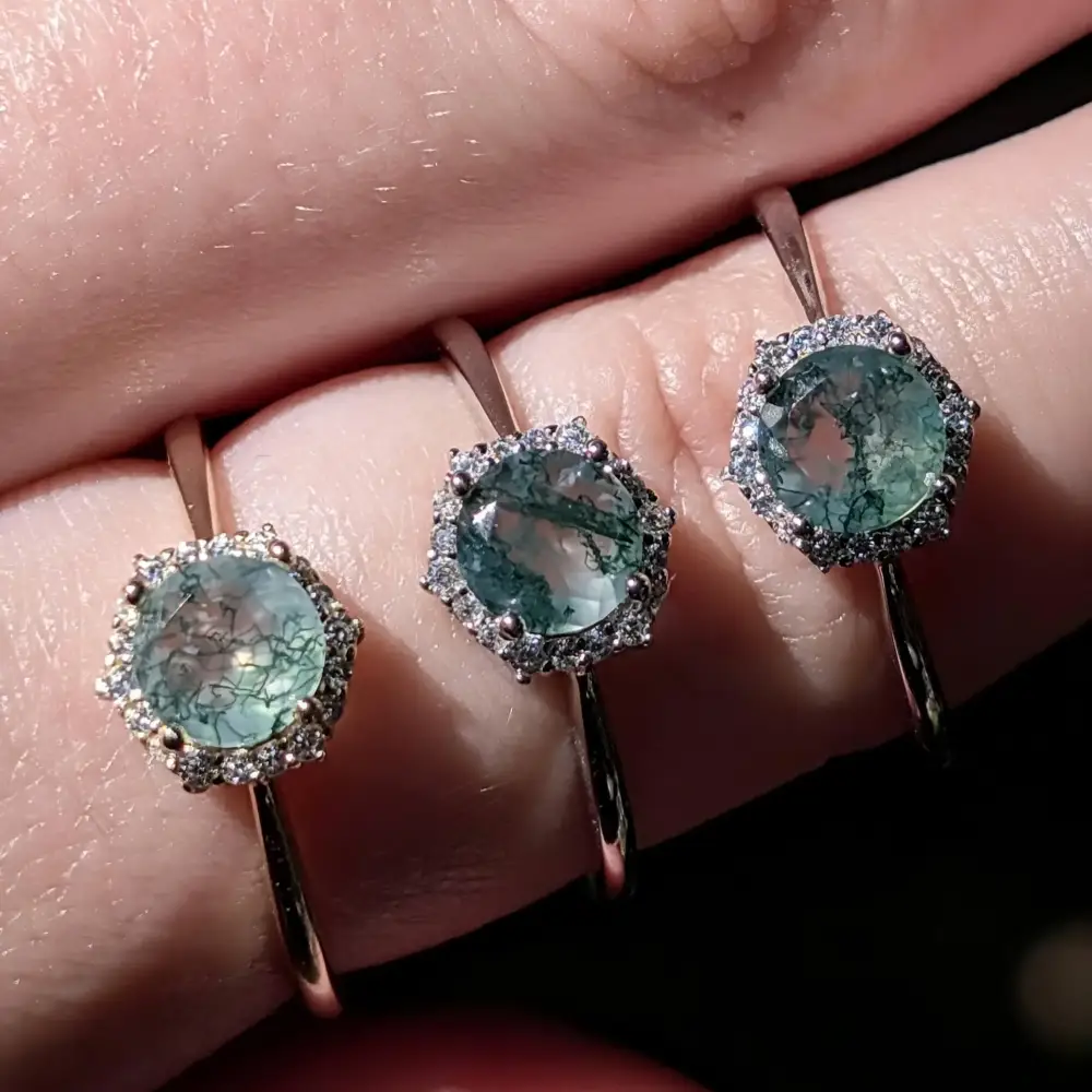 Vintage Hexagon Ring - Moss Agate - Image 5