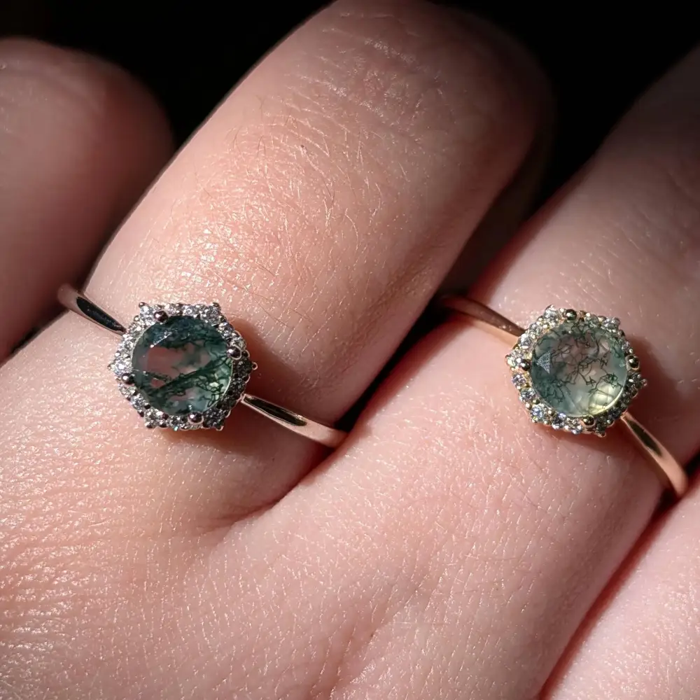 Vintage Hexagon Ring - Moss Agate - Image 6