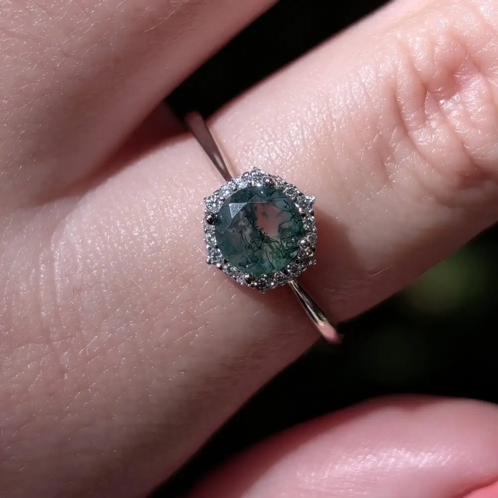 Vintage Hexagon Ring - Moss Agate - Image 7