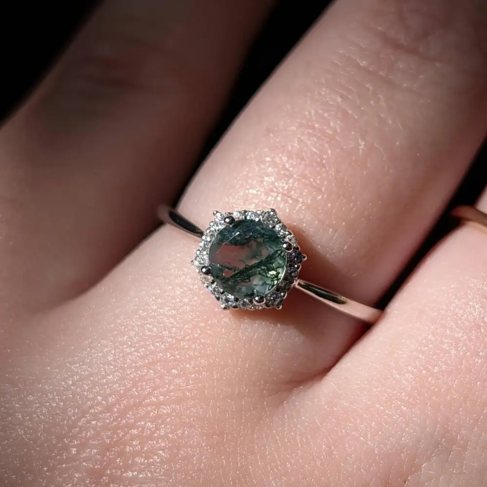 Vintage Hexagon Ring - Moss Agate - Image 8