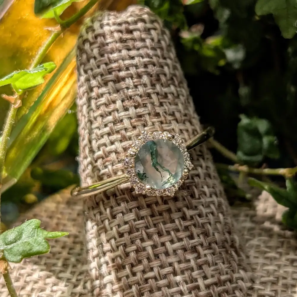 Vintage Hexagon Ring - Moss Agate - Image 9